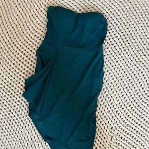 Symphony teal strapless asymmetrical dress size large